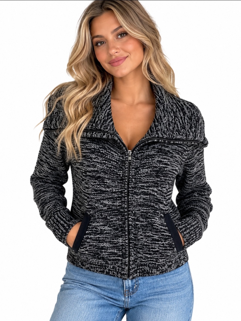 Vintage American Eagle Outfitters Y2K Marled Knit Full Zip Cardigan Sweater M